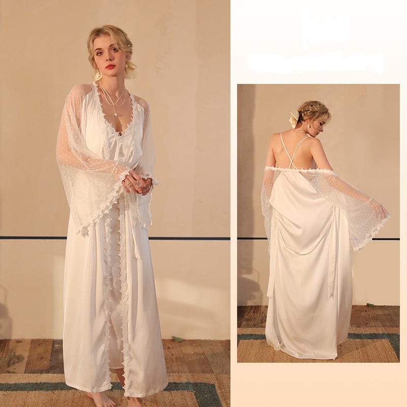 Long Nightgown  Sexy Backless Sash Polyester Adult Lingerie